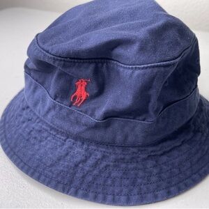 Polo by Ralph Lauren Blue Bucket Hat with Red Logo